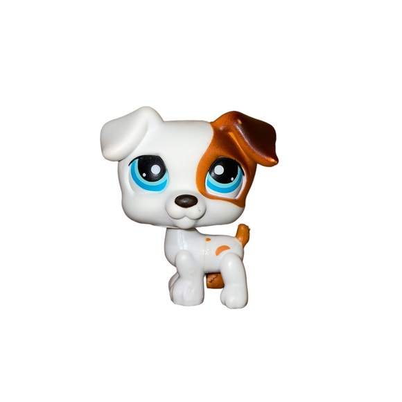 littlest pet shop # 151 white & brown jack russell terrier puppy dog blue eyes - Picture 2 of 7